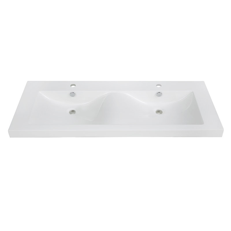 StreamlineBath 47.2'' Solid Surface Double Vanity Top with Sink and 2